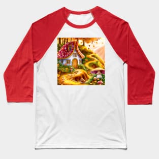 Cosy Cottage on top of a Hill in the Autumn Woods Baseball T-Shirt